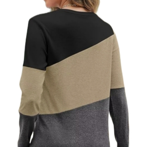 Minetom  Women's  Size M Colorblock  Long sleeve  Pullover  Casual  Tunic Top - Picture 3 of 10